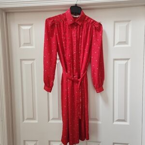 Vintage Schrader Sport Petites Red Long Sleeve Dress